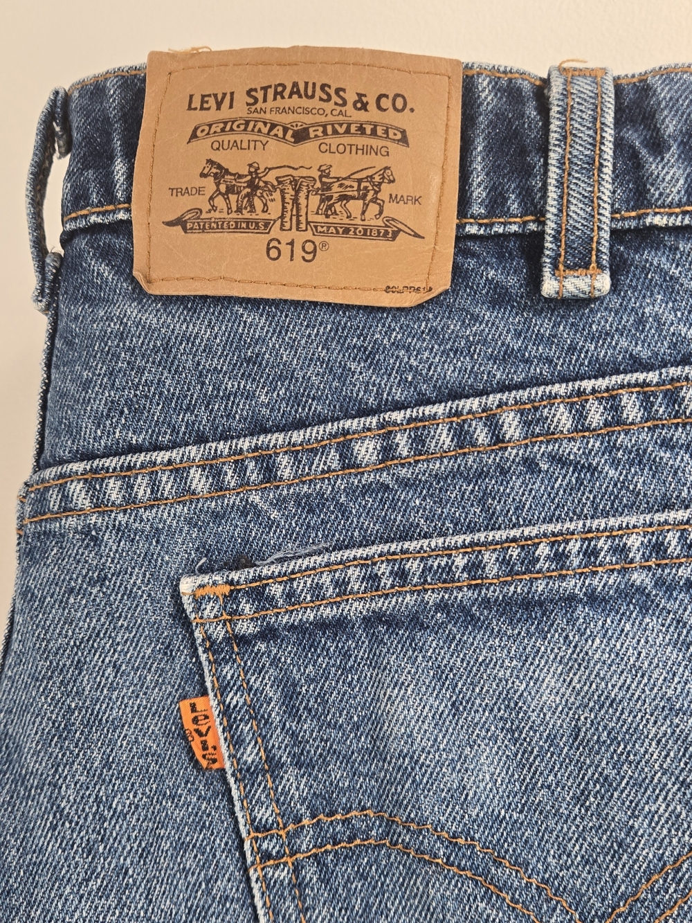 Levi's 619 Straight Leg Orange Tab Vintage Denim Jeans Classic Blue